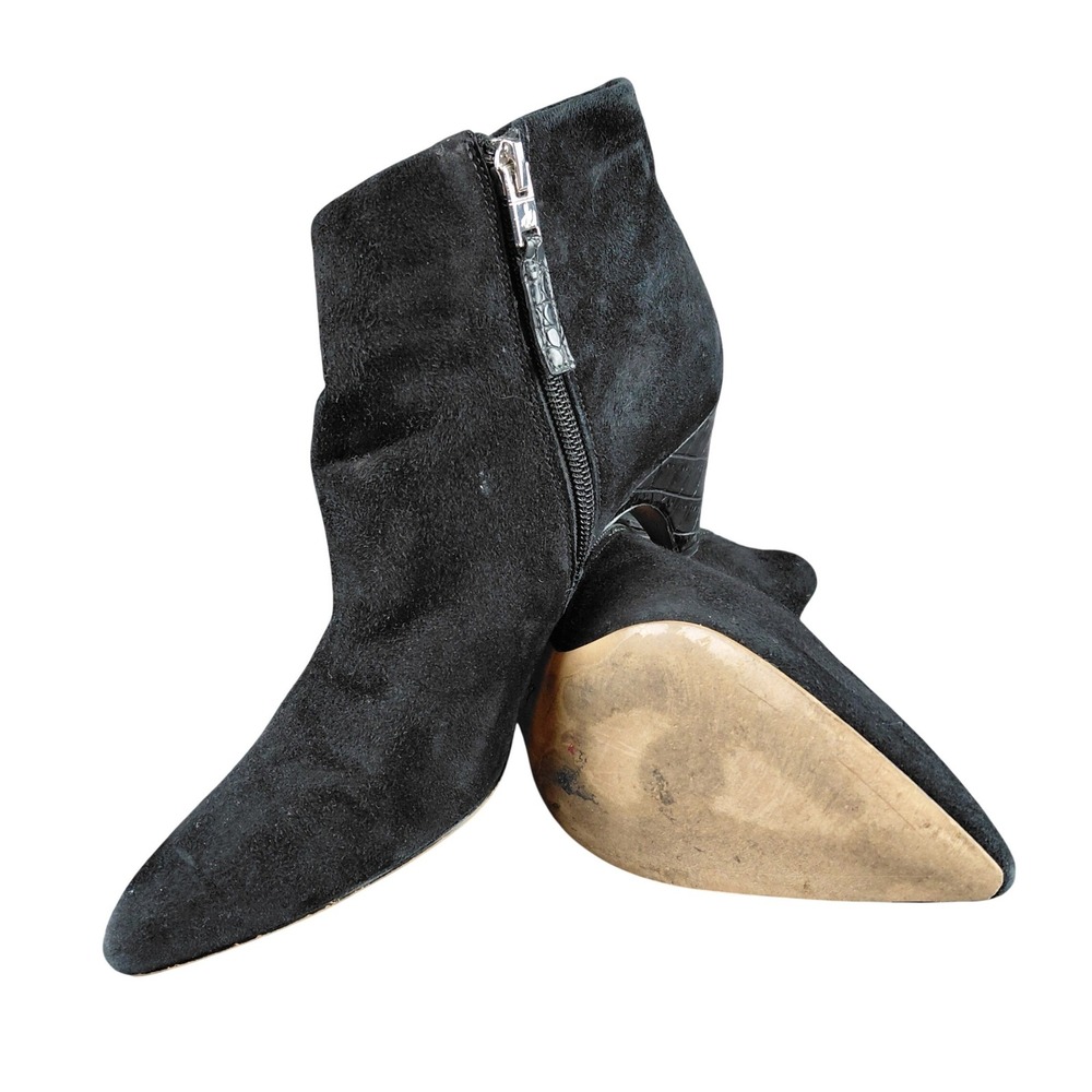 Sam Edelman Lucy Black Suede Pointed‎ Toe Kitten Heel Ankle Booties Mens 7M